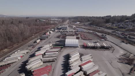 aerial forward over cargo dock at vancouver in canada