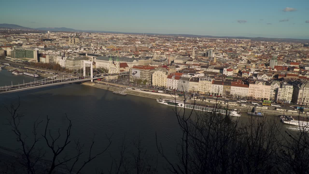 Stunning Landscape Of Budapest And The Danube River In Hungary - aerial shot