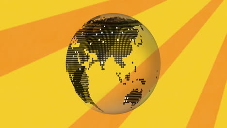 animation of spinning globe over orange background