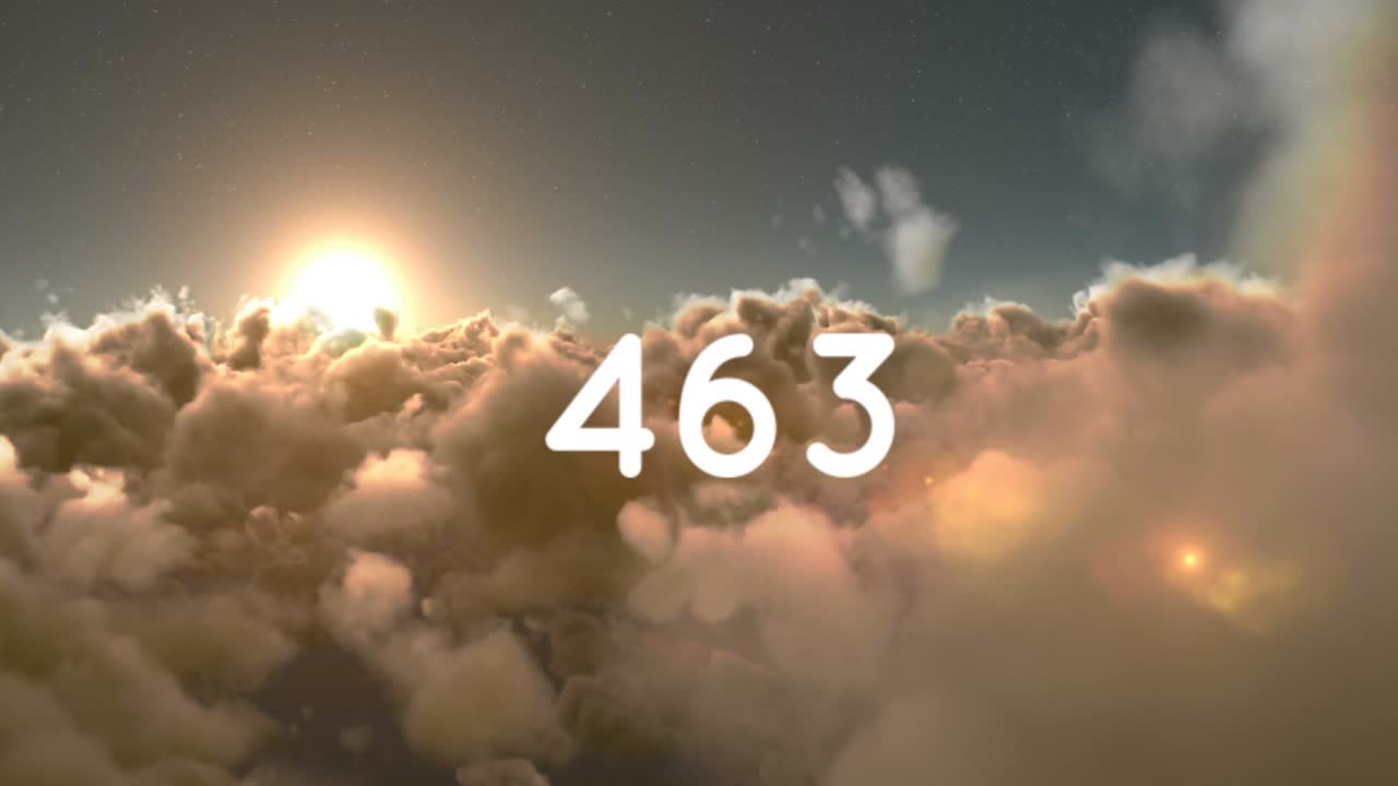 구름과 하늘 위에 자라는 숫자의 애니메이션