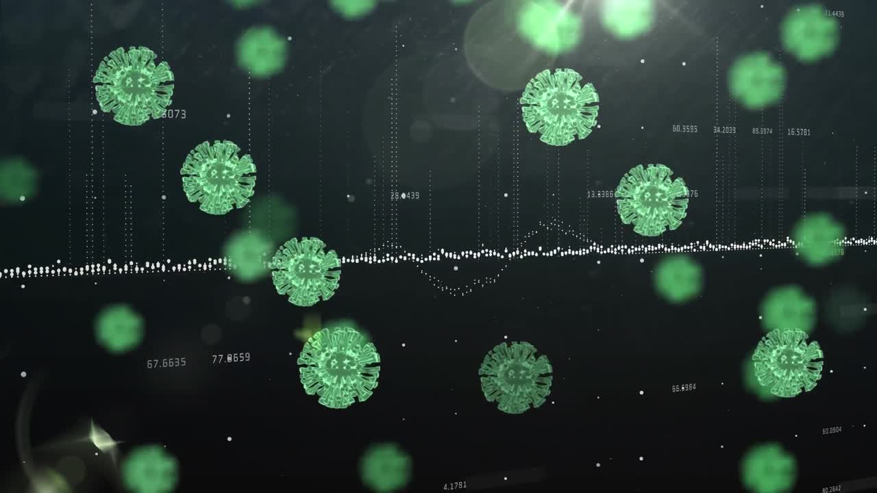 células de covid-19 contra el procesamiento de datos en el fondo