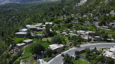 aerial view of village in hunza valley, pakistan