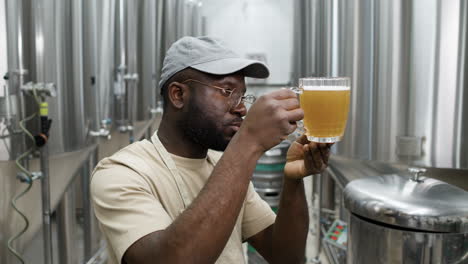 Mann-Arbeitet-In-Einer-Bierfabrik