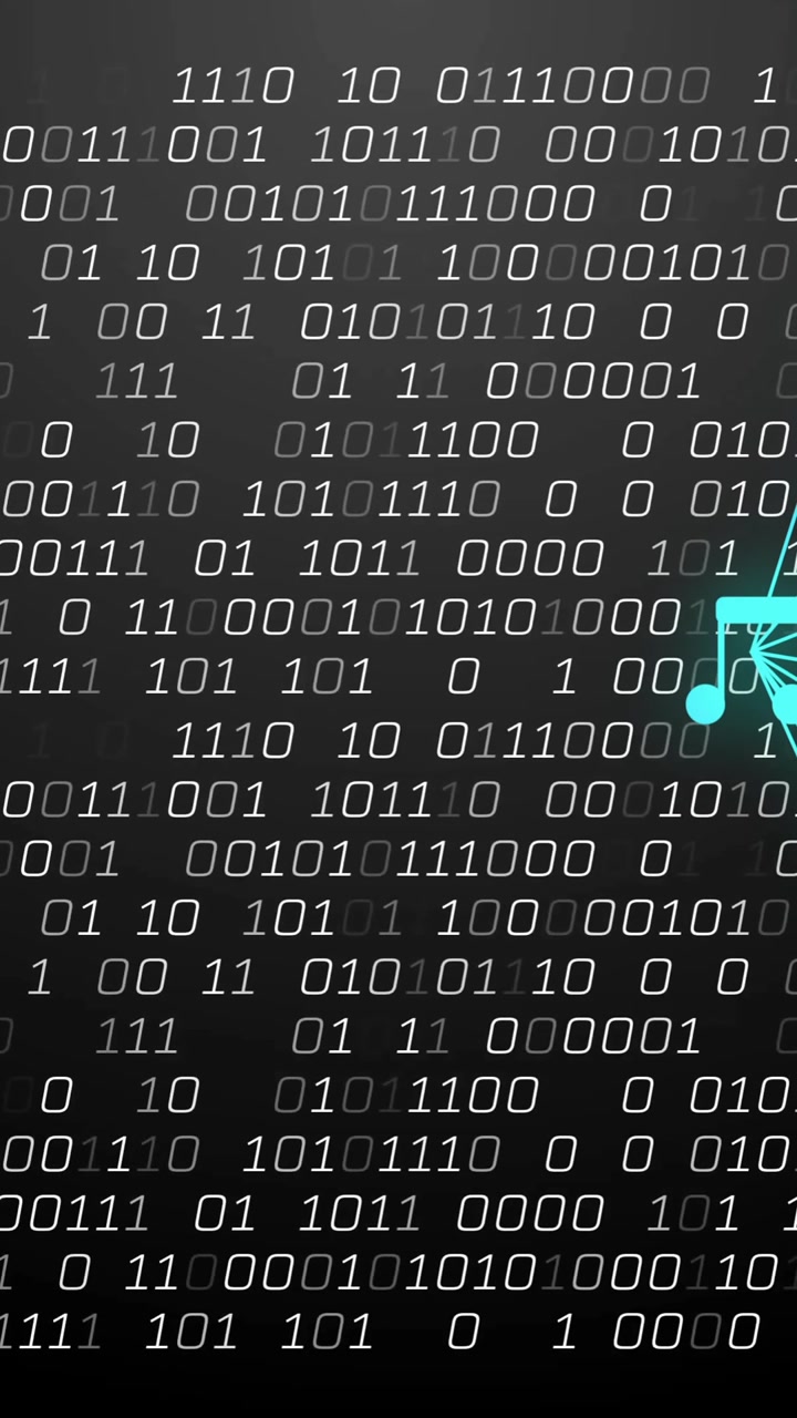 Binary code and network connections animation over dark background