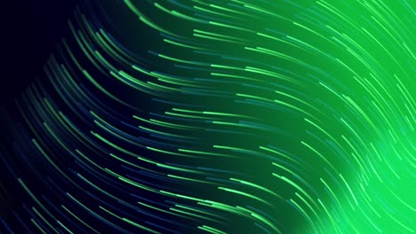 Animation-of-multiple-glowing-lights-trails-against-green-background