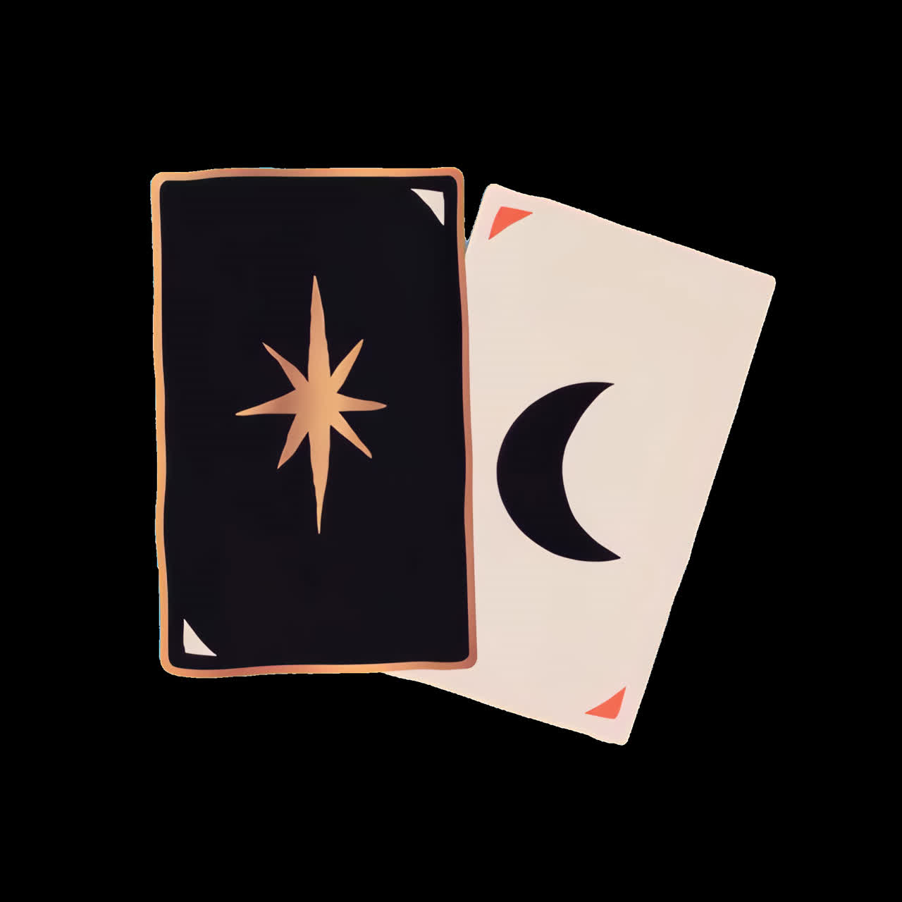 Mystical tarot cards illustration animation isolated asset, transparent 4K video, alpha channel