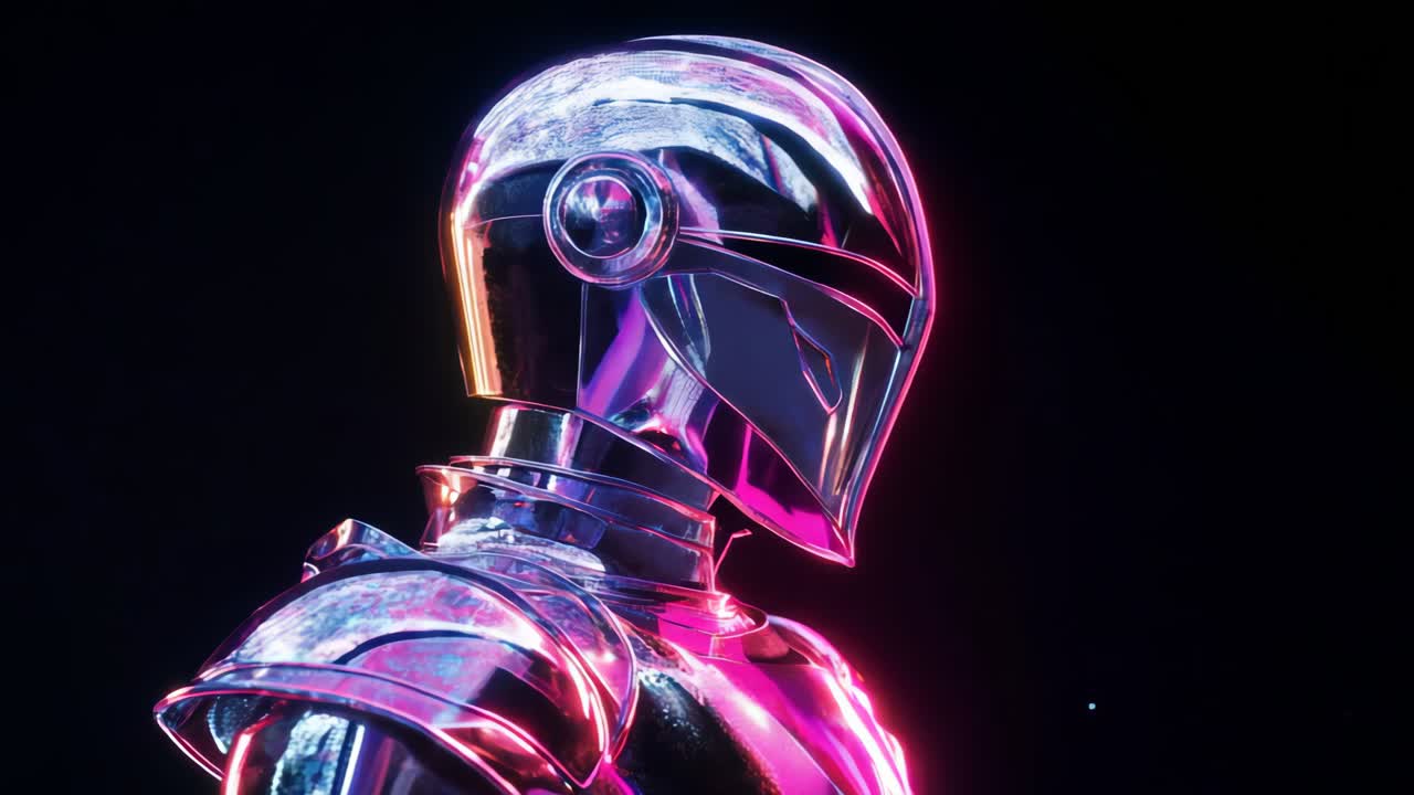 Metallic Robot Armor in Neon Light