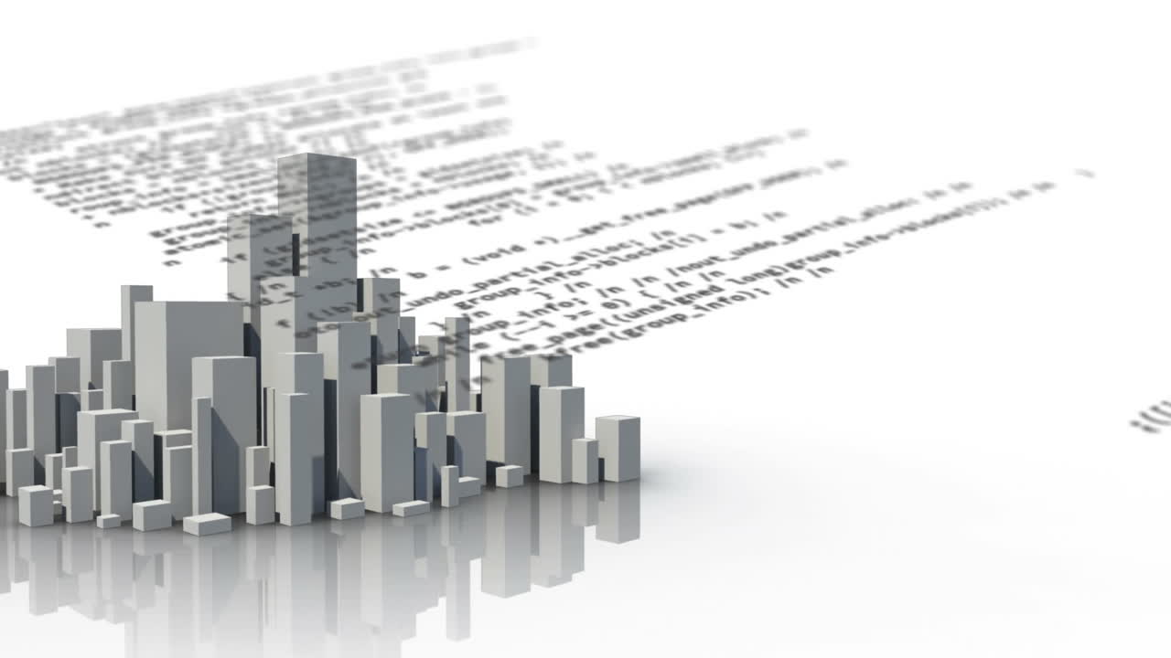 animación del procesamiento de datos científicos sobre un fondo blanco