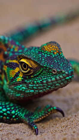 close-up of a colorful lizard