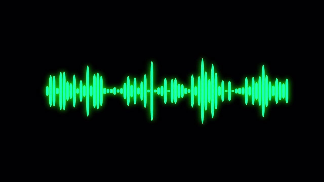 Animated Green Audio Waveform Equalizer on Black Background