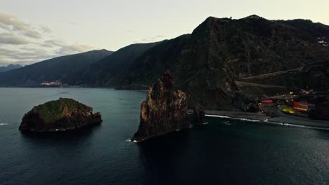 coastal rock formations at sunset