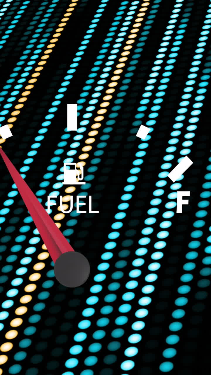 animación del medidor de combustible sobre un fondo marino con líneas amarillas y verdes