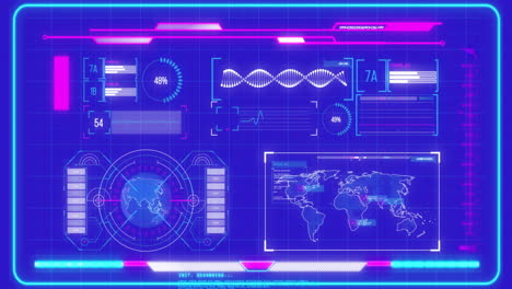 animación del procesamiento de datos digitales sobre un fondo azul