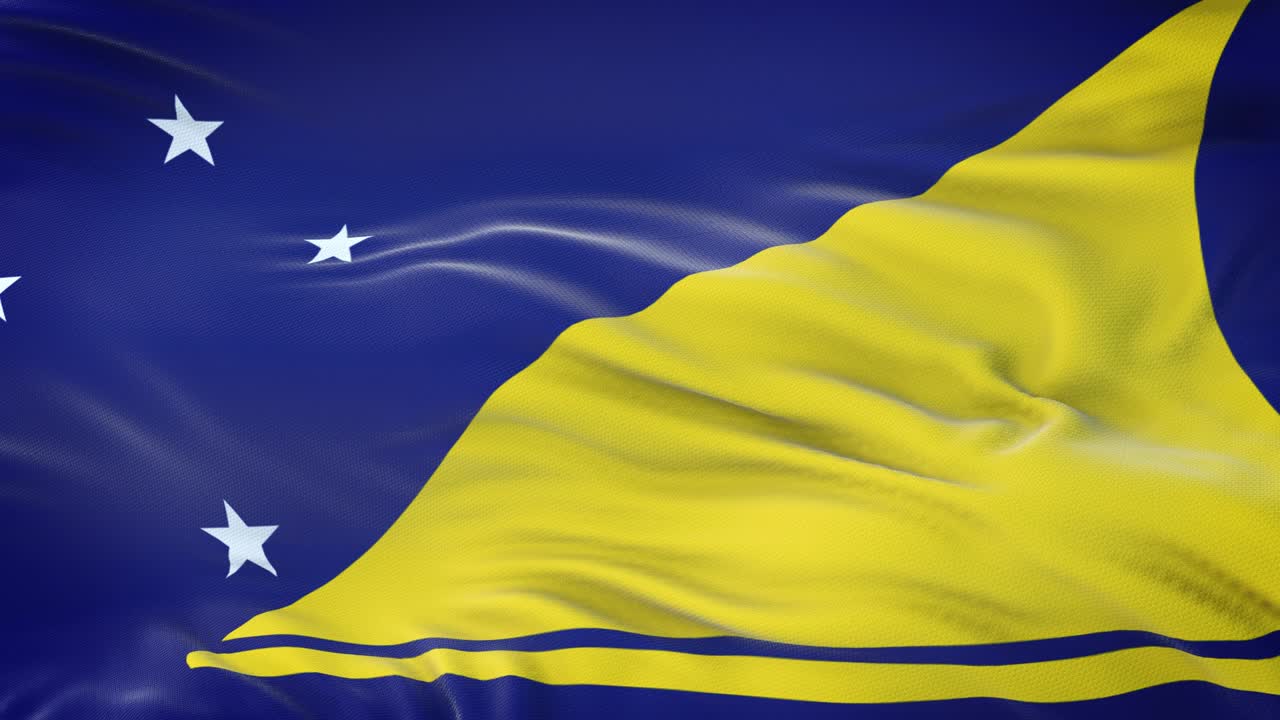 la bandera de tokelau ondeando en el viento con una textura de tela muy detallada. bucle sin costuras