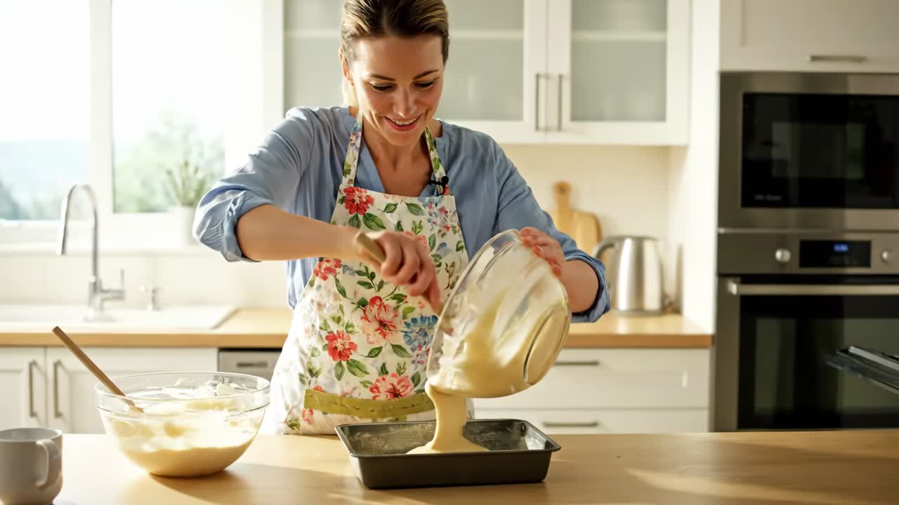 mujer horneando en la cocina