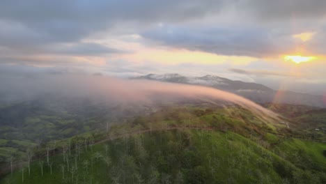 flight over the mist in the dense tropical forests in the morning, costa rica