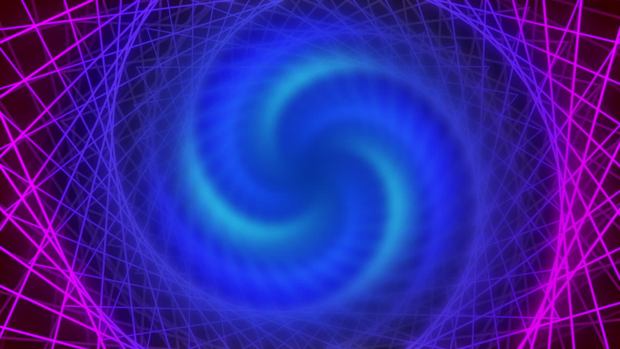 Abstract neon background. Swirl glowing pink and blue lines, ultraviolet spectrum tunnel.