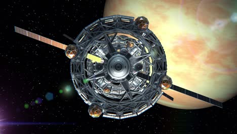 flight through the door of the sci-fi spaceship on background of venus, green screen, 3d animation. texture of the planet was created in the graphic editor without photos and other images.