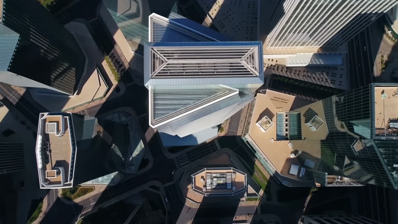 Aerial View of Modern City Skyscrapers and Architecture