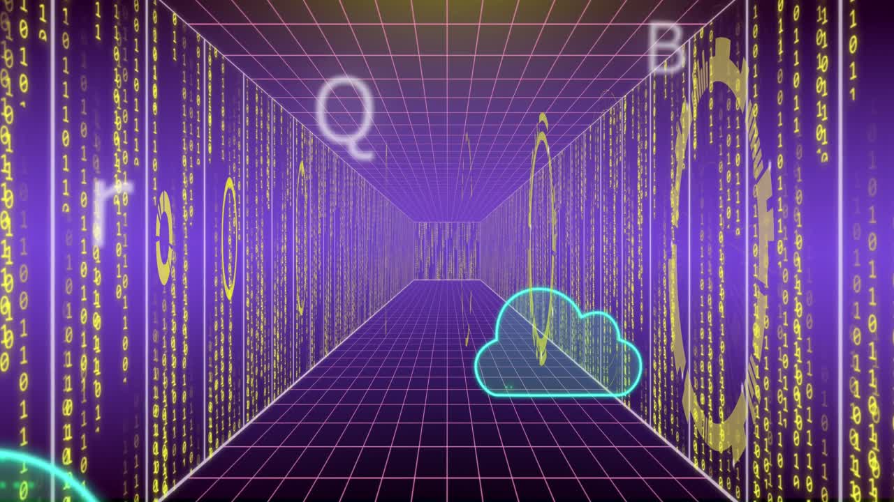 Animation of clouds, data processing over computer servers