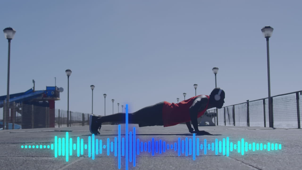 운동하는 아프리카계 미국인에 대한 디지털 인터페이스의 애니메이션