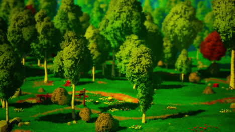 paisaje de dibujos animados con colinas y bosques