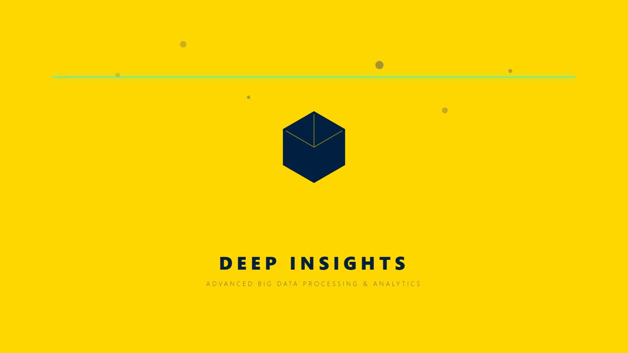 3D render of deep insights concept with green scanning line moving downward on yellow background creating data analytics animation designed for big data visuals and video overlays