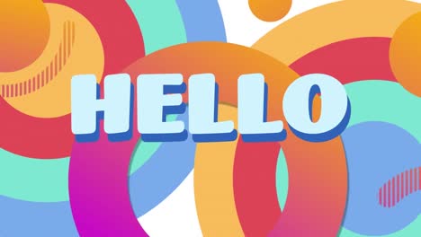 Animation-of-hello-text-over-abstract-shapes-background
