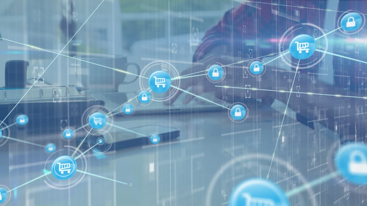 animación de la red de conexiones sobre el empresario caucásico en el cargo