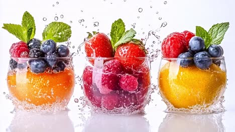 refreshing fruit splashes with berries and citrus