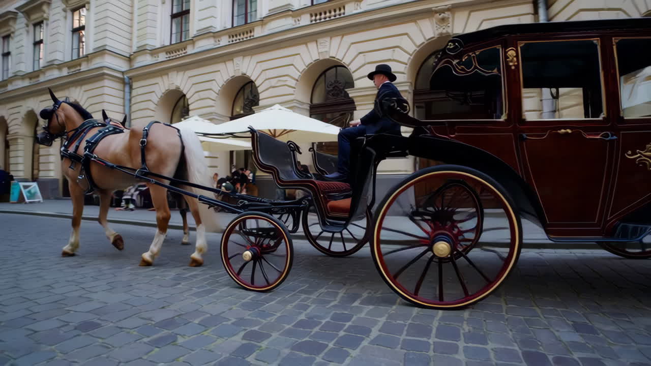 Horse-drawn Carriage in a European City