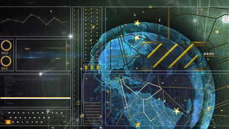 animation of data processing over globe