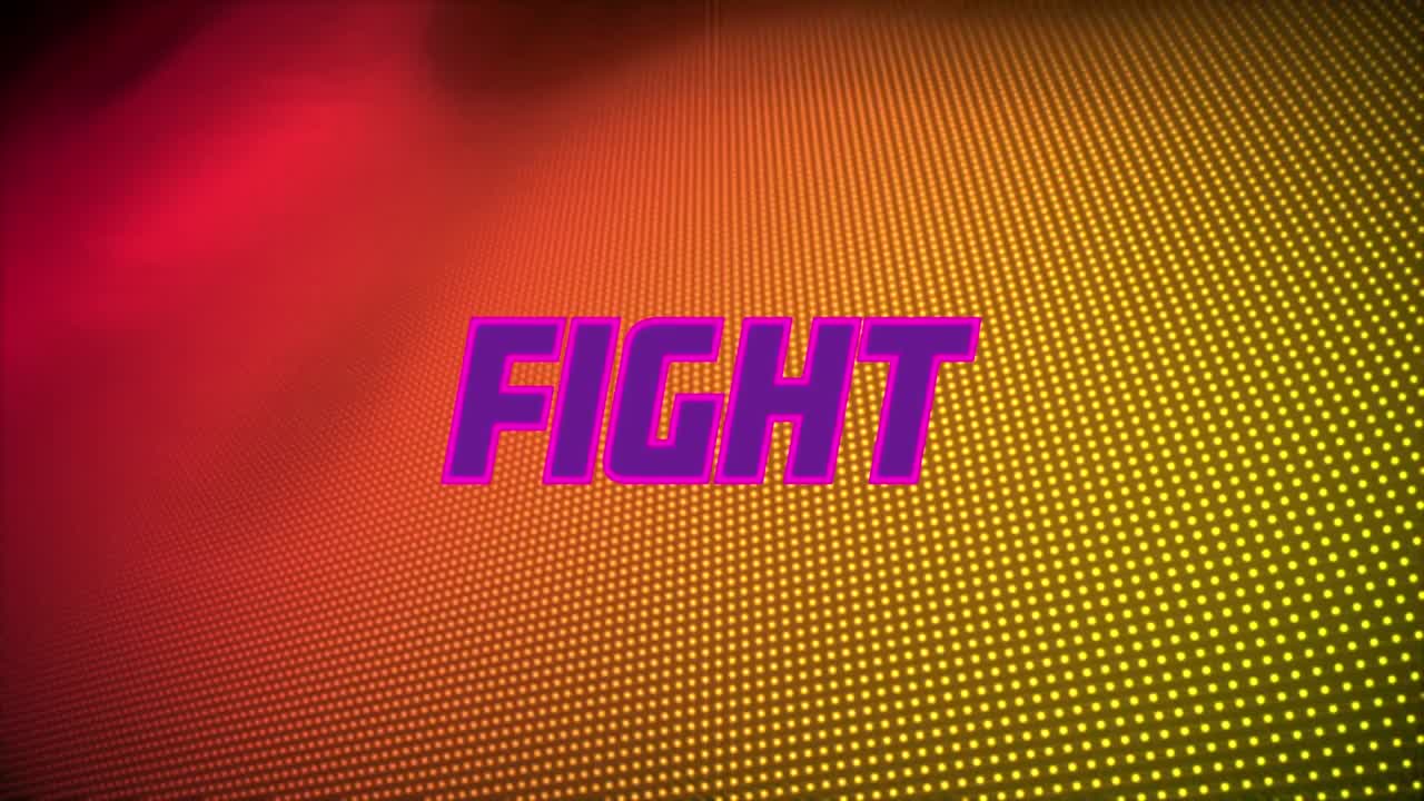 animación del texto de la lucha en fondo rojo y amarillo