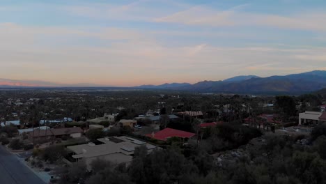 establishing boom shot over palm springs desert town neighborhood