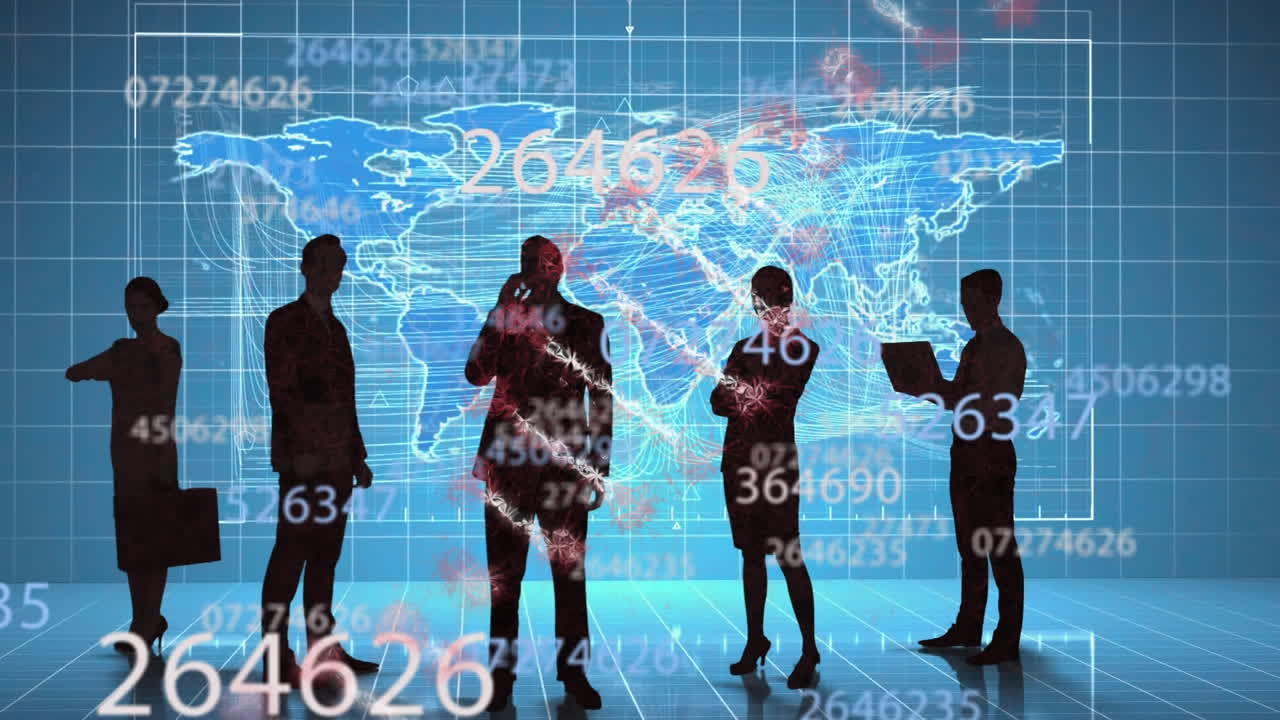 dna 가닥의 애니메이션과 dna 가닥과 비즈니스 사람들과 함께 변화하는 숫자