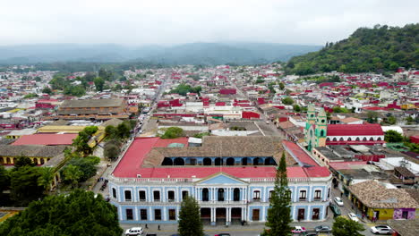 backwards view of main plaza at coatepec, mexico