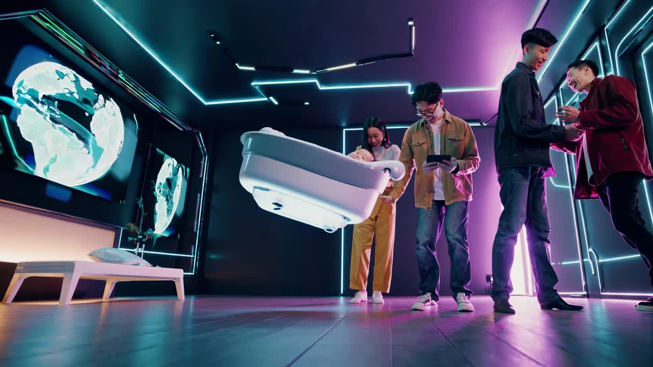 Future Baby Bath in a High-Tech Living Room