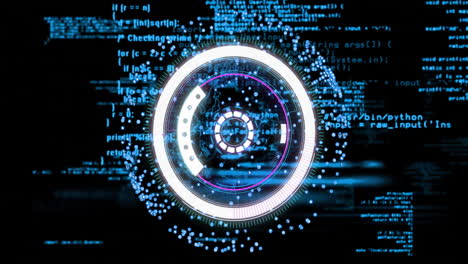 animation of digital data processing over scope scanning on black background