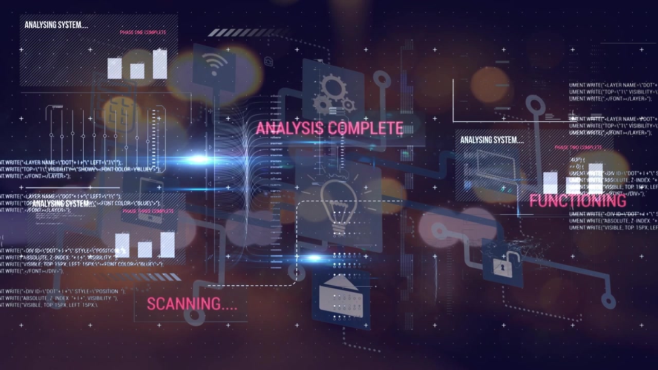 Animation of media icons over data processing