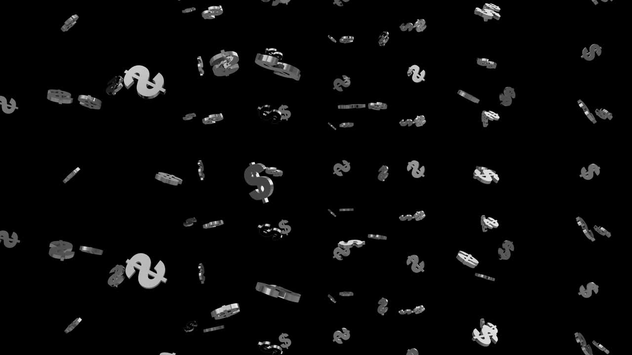 bucle, realista plata u s dólar lluvia desde el cielo. concepto de crecimiento de negocios.