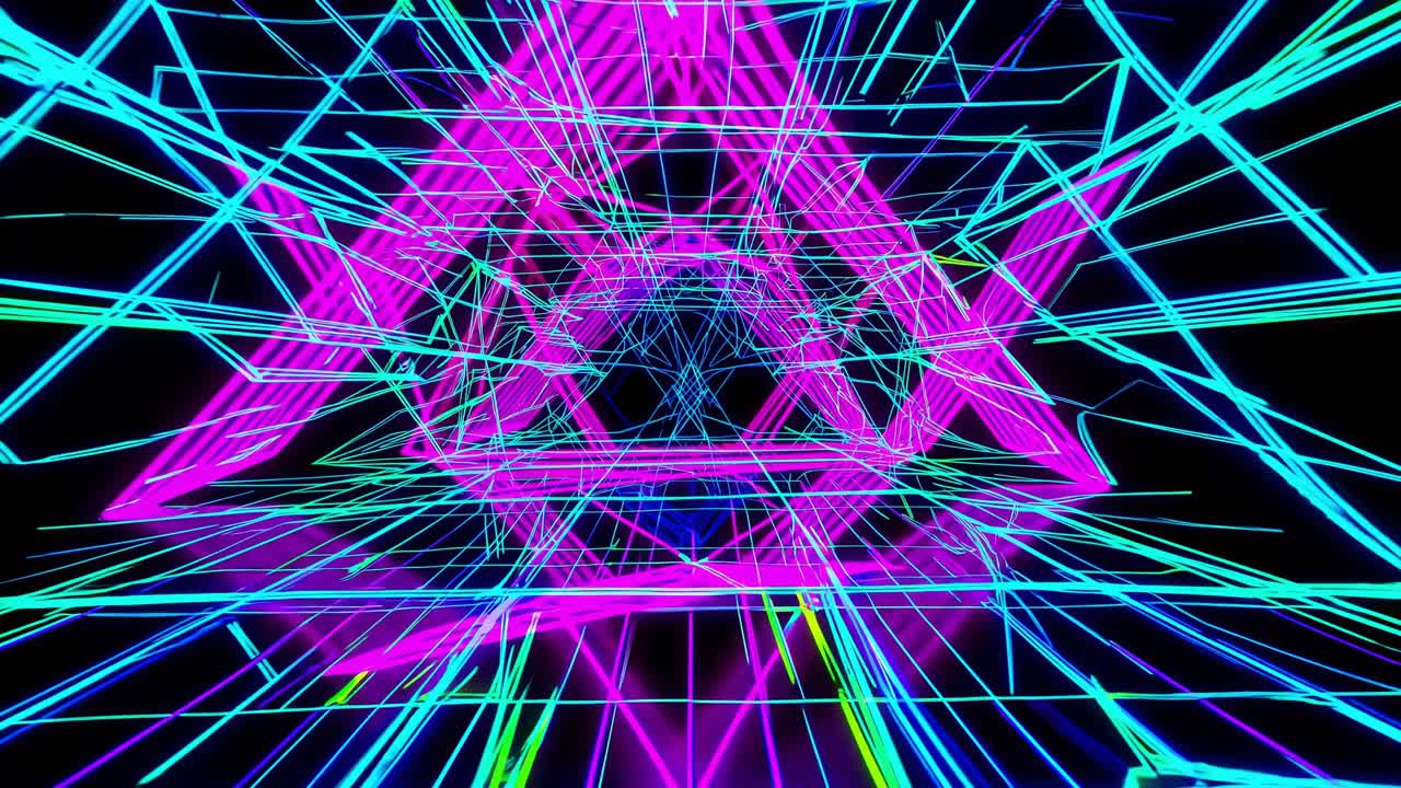 Abstract Neon Geometric Tunnel