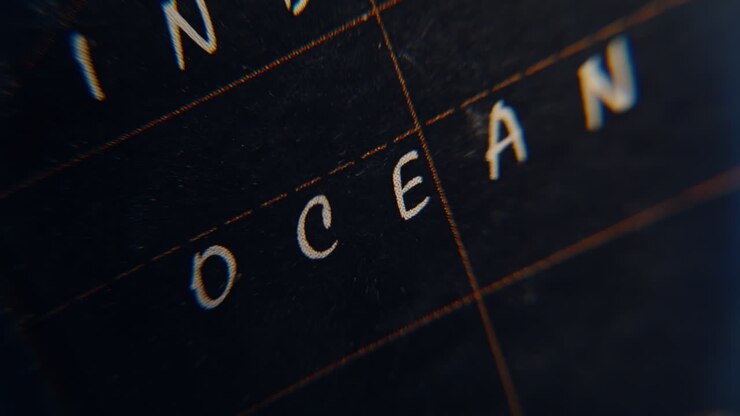 Indian ocean illustrated Earth map macro view. Name geographical object marked