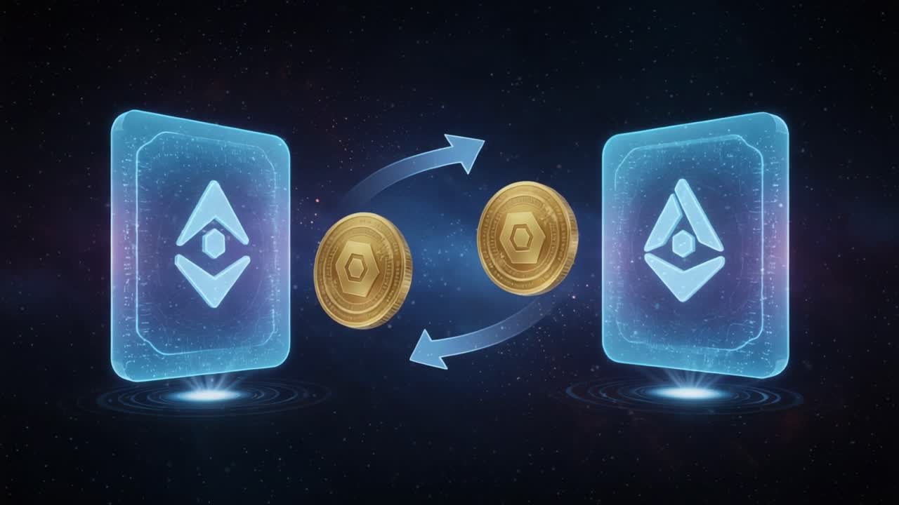 Digital Currency Exchange: A Visual Representation of Virtual Transactions Between Crypto Coins and Blockchain Cards in a Futuristic Digital Realm