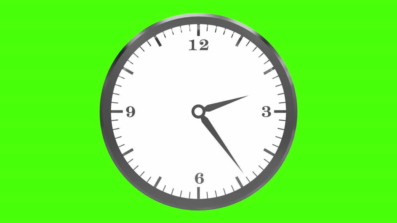 4k Timelapse Clock. Green Screen