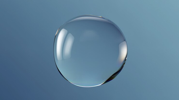 Close up water or soap bubble with light effect, smooth motion