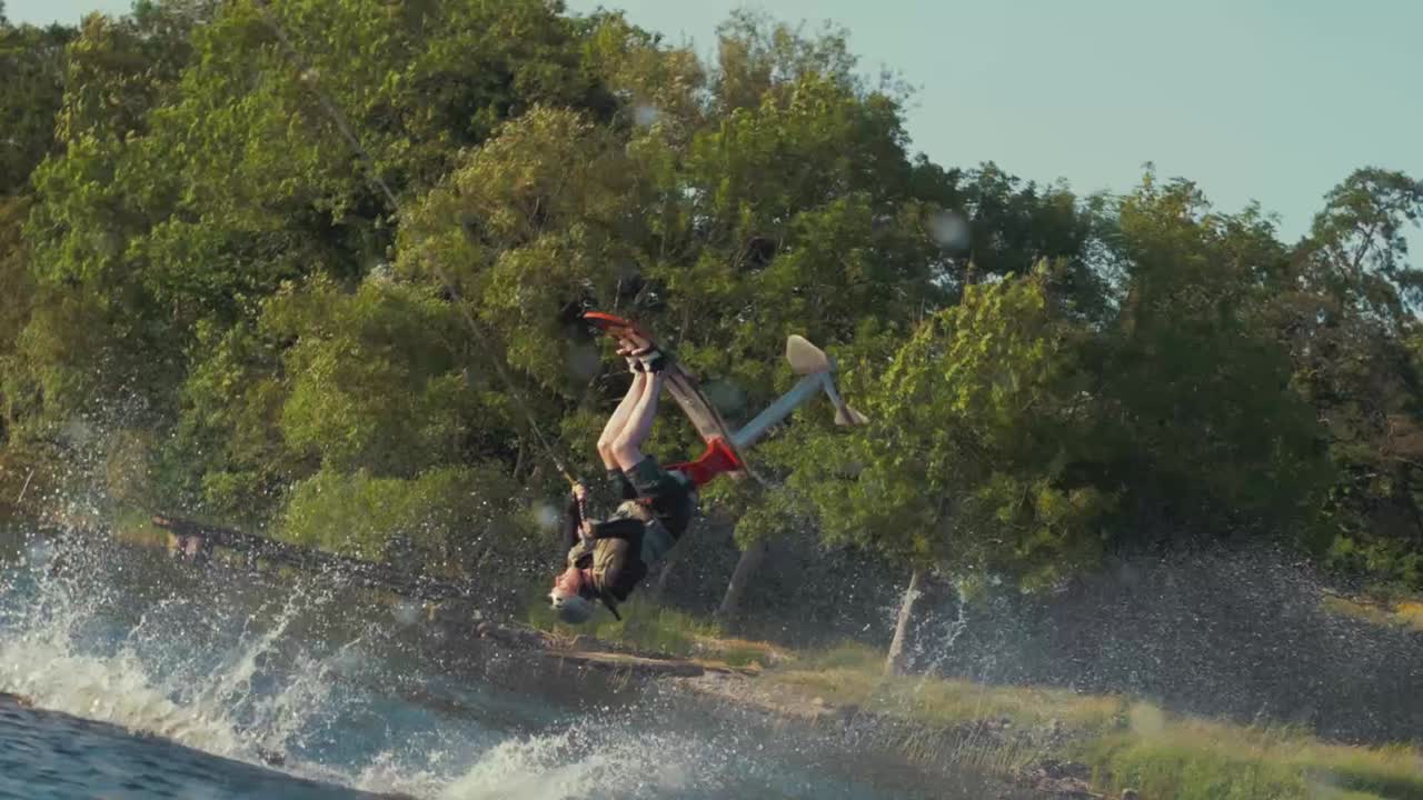 하늘 스키 실패 카메라 회전 슬로우 모션