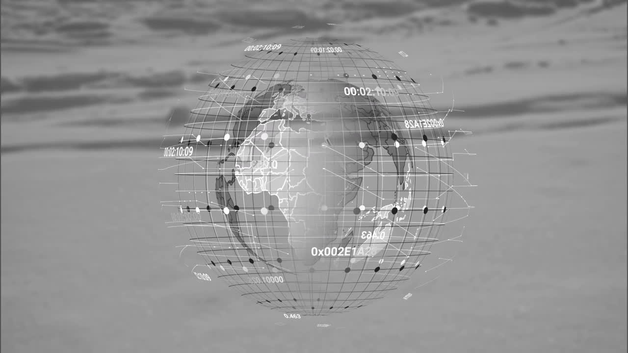Animation of globe and connections on grey background