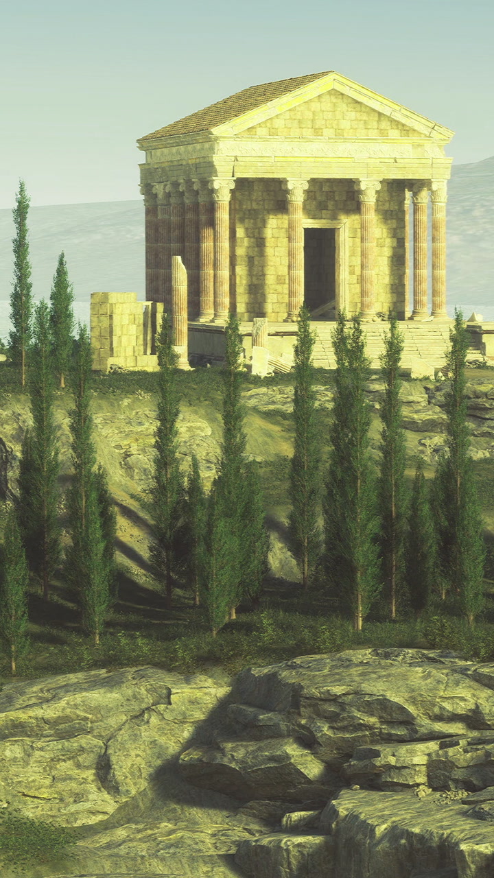 Exploring an ancient temple surrounded by lush greenery and rocky terrain