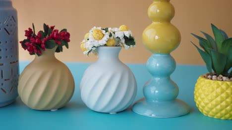 ceramic vases and plants