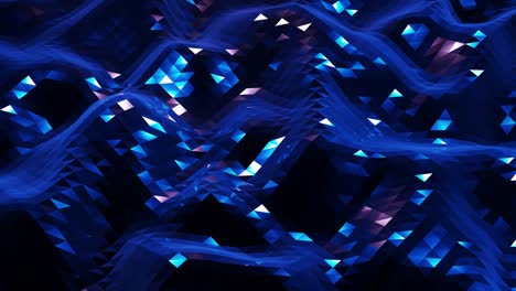 estilo oscuro abstracto bajo fondo poli en 4k. ondas abstractas se mueven en superficie metálica brillante en bucle. animación suave y sin costuras. simple geometría minimalista bg. color azul